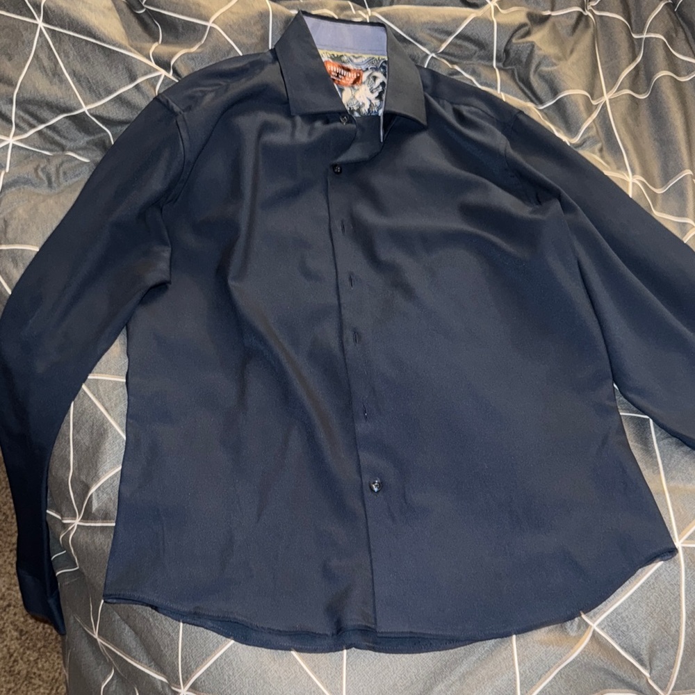 Elegant Navy Blue Men's Dress Shirt